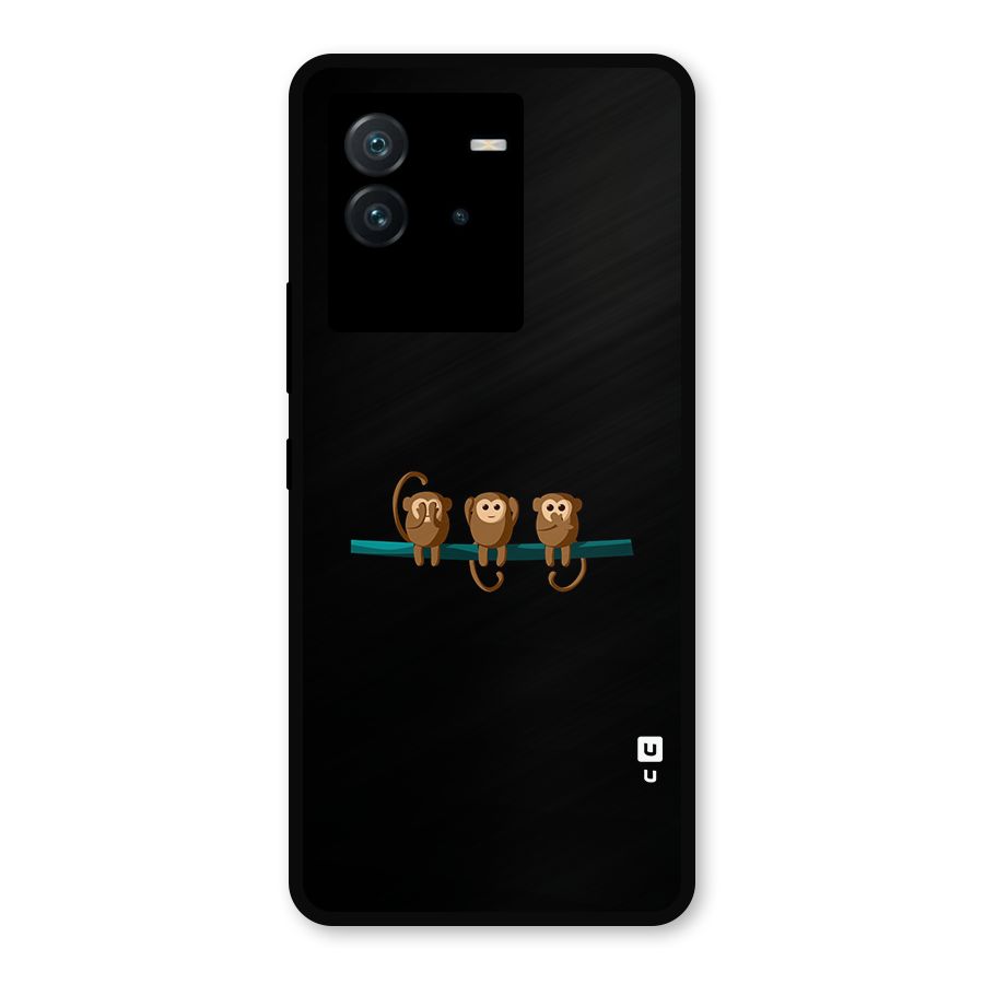 Three Cute Monkeys Metal Back Case for iQOO Neo 6 5G