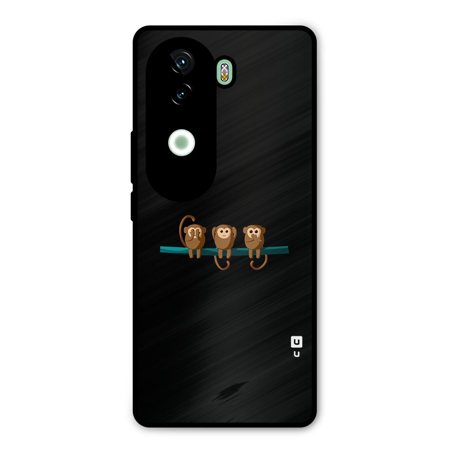 Three Cute Monkeys Metal Back Case for iQOO Z9s