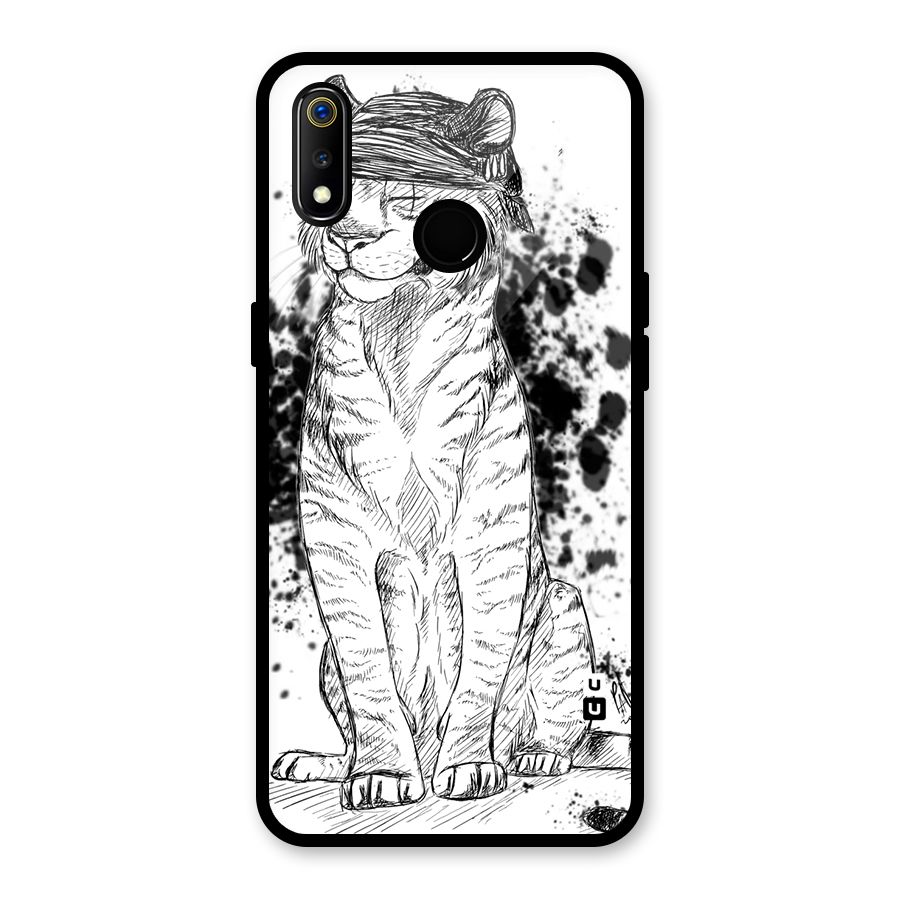 Tiger Wink Glass Back Case for Realme 3