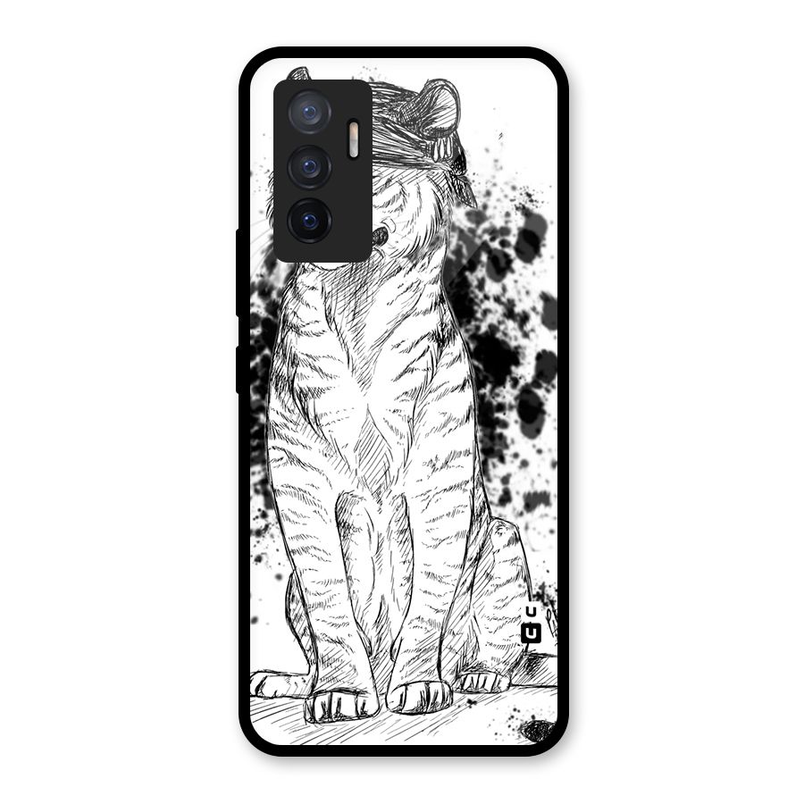 Tiger Wink Glass Back Case for Vivo V23e