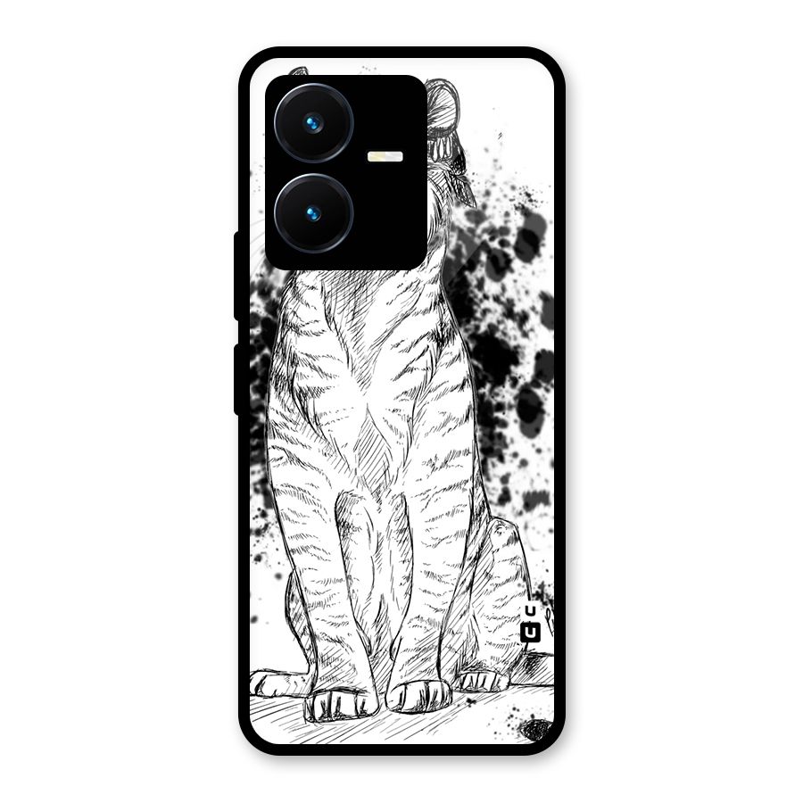 Tiger Wink Glass Back Case for Vivo Y22s