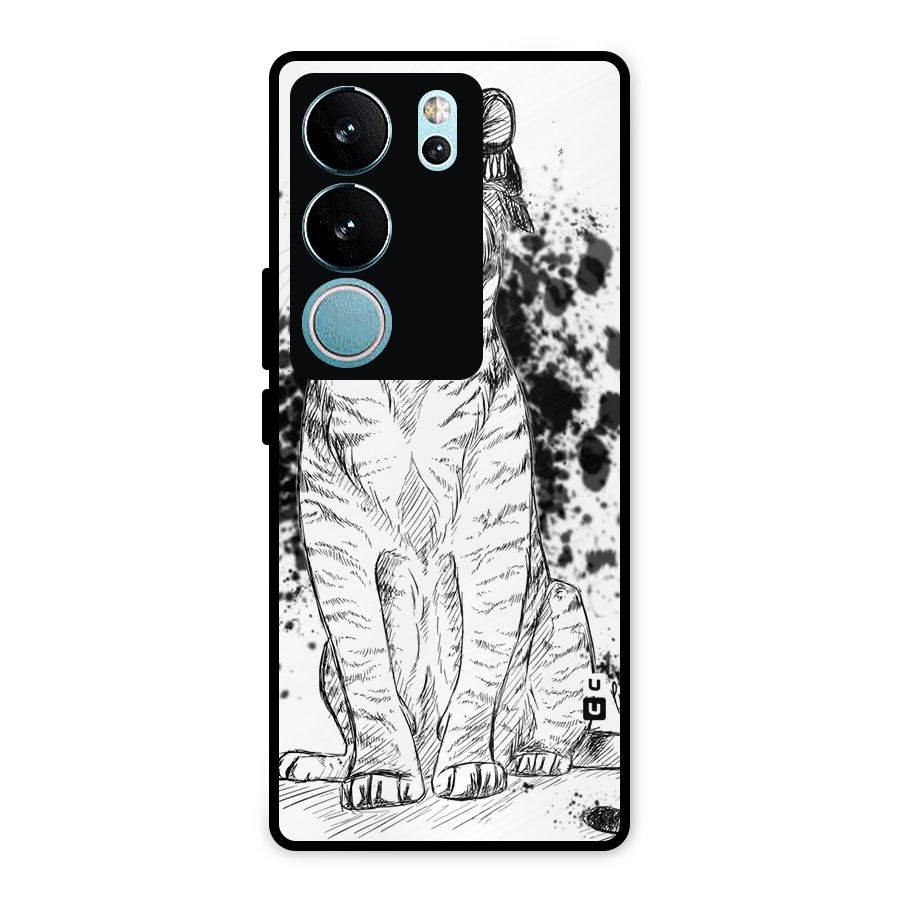 Tiger Wink Metal Back Case for Vivo V29 Pro