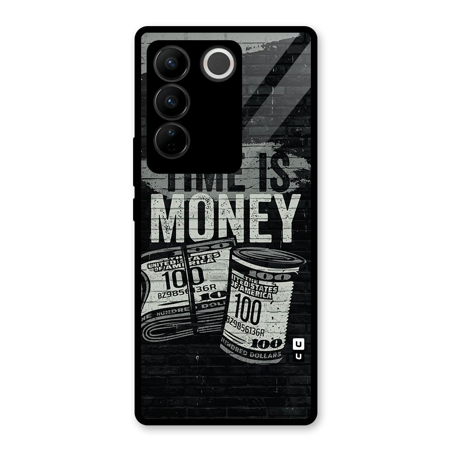 Time Is Money Glass Back Case for Vivo V27 Pro
