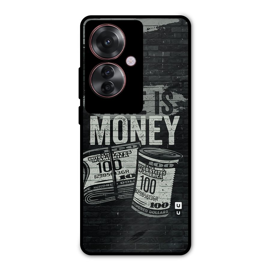 Time Is Money Metal Back Case for Oppo F25 Pro