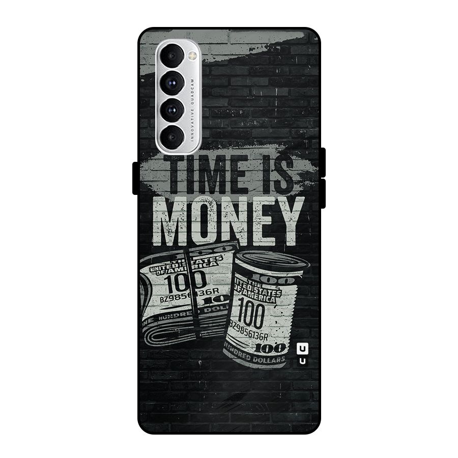 Time Is Money Metal Back Case for Oppo Reno4 Pro