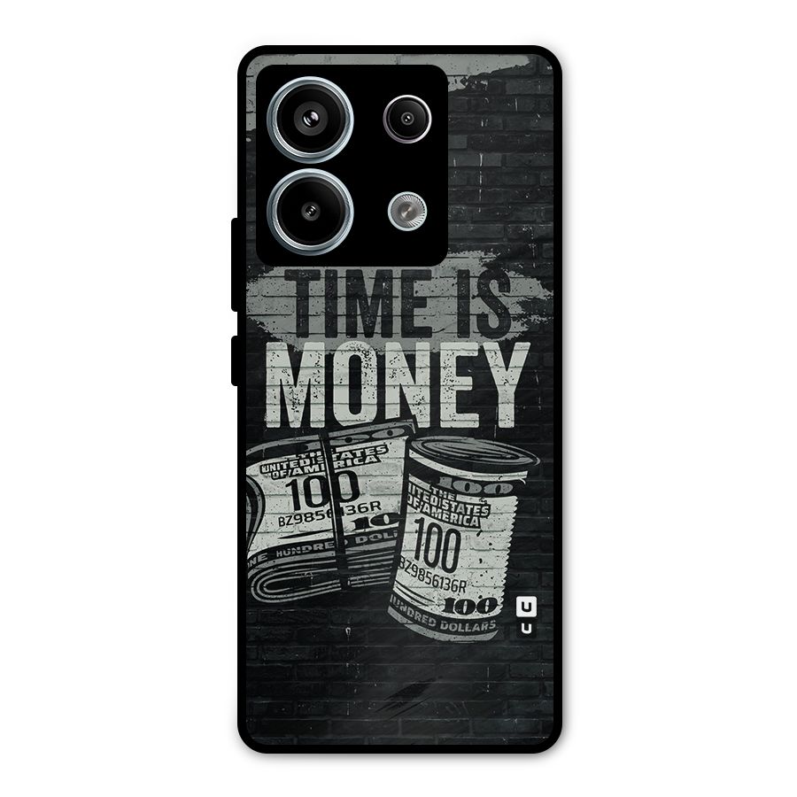 Time Is Money Metal Back Case for Redmi Note 13 Pro 5G