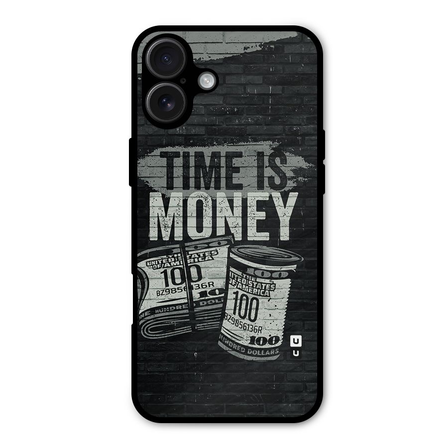 Time Is Money Metal Back Case for iPhone 16 Plus