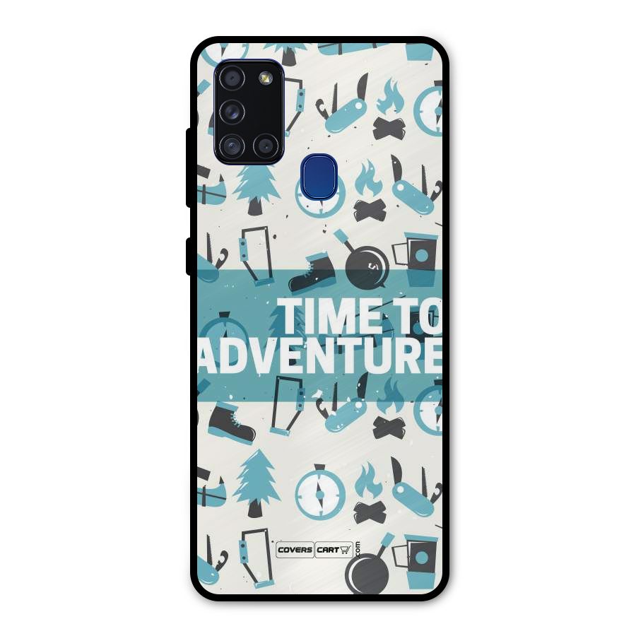 Time To Adventure Blazing Blue Metal Back Case for Galaxy A21s