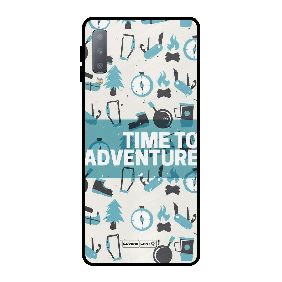 Time To Adventure Blazing Blue Metal Back Case for Galaxy A7 (2018)