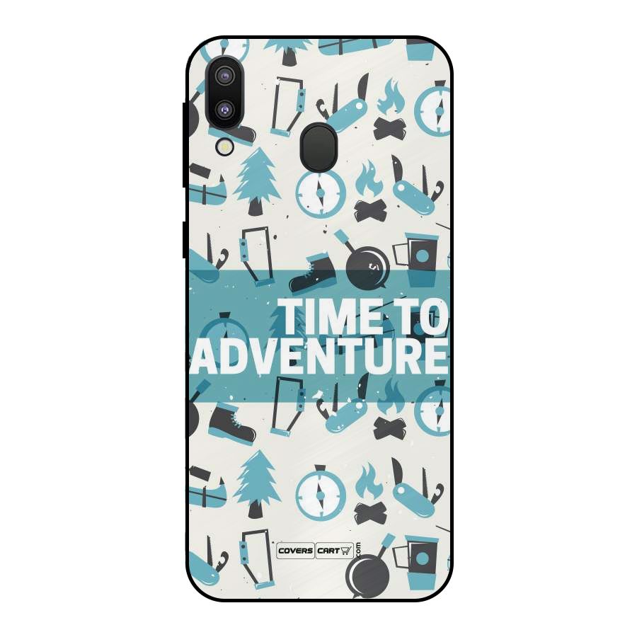 Time To Adventure Blazing Blue Metal Back Case for Galaxy M20