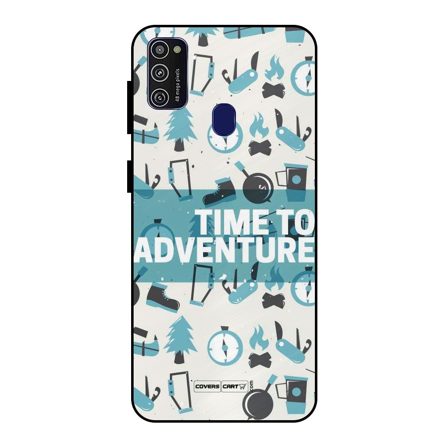 Time To Adventure Blazing Blue Metal Back Case for Galaxy M21