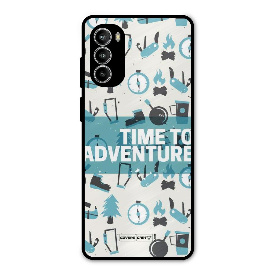 Time To Adventure Blazing Blue Metal Back Case for Moto G52
