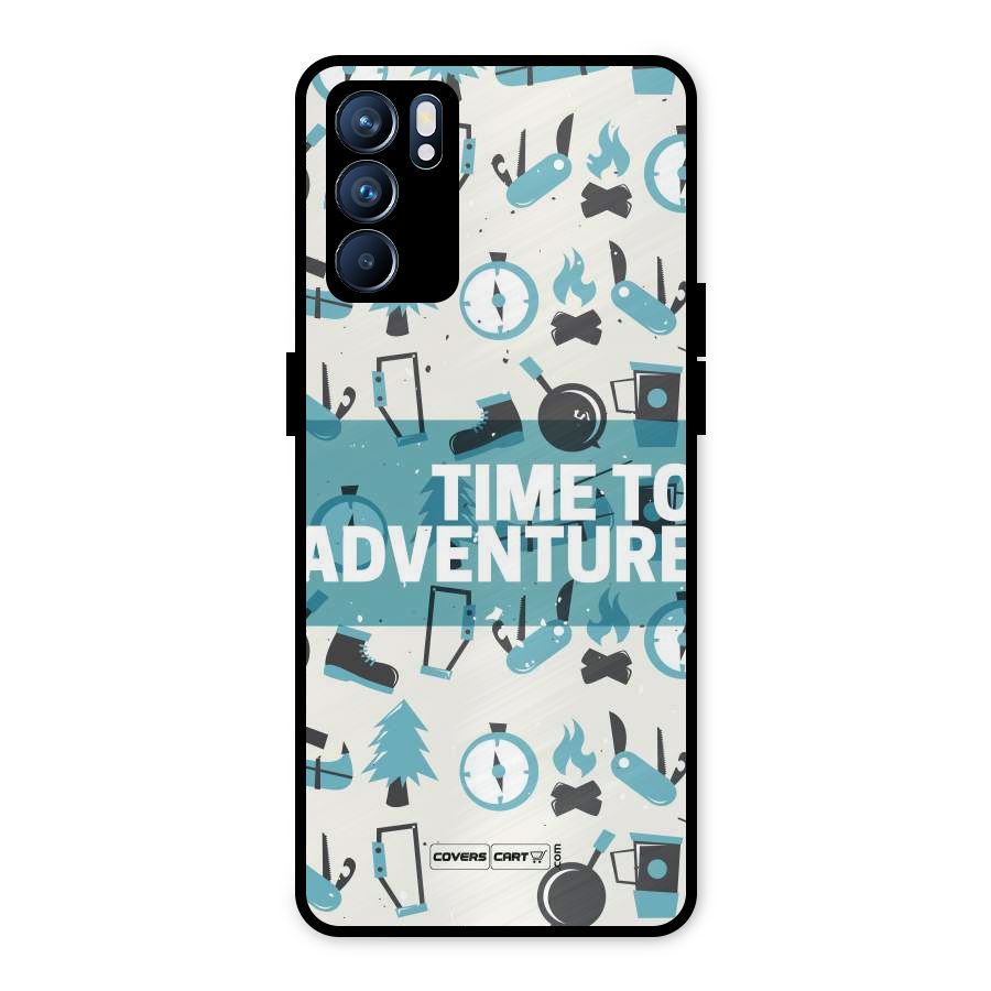 Time To Adventure Blazing Blue Metal Back Case for Oppo Reno6 5G