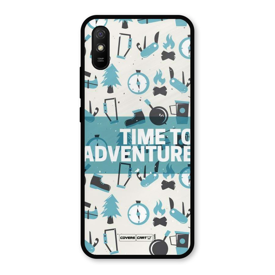 Time To Adventure Blazing Blue Metal Back Case for Redmi 9i
