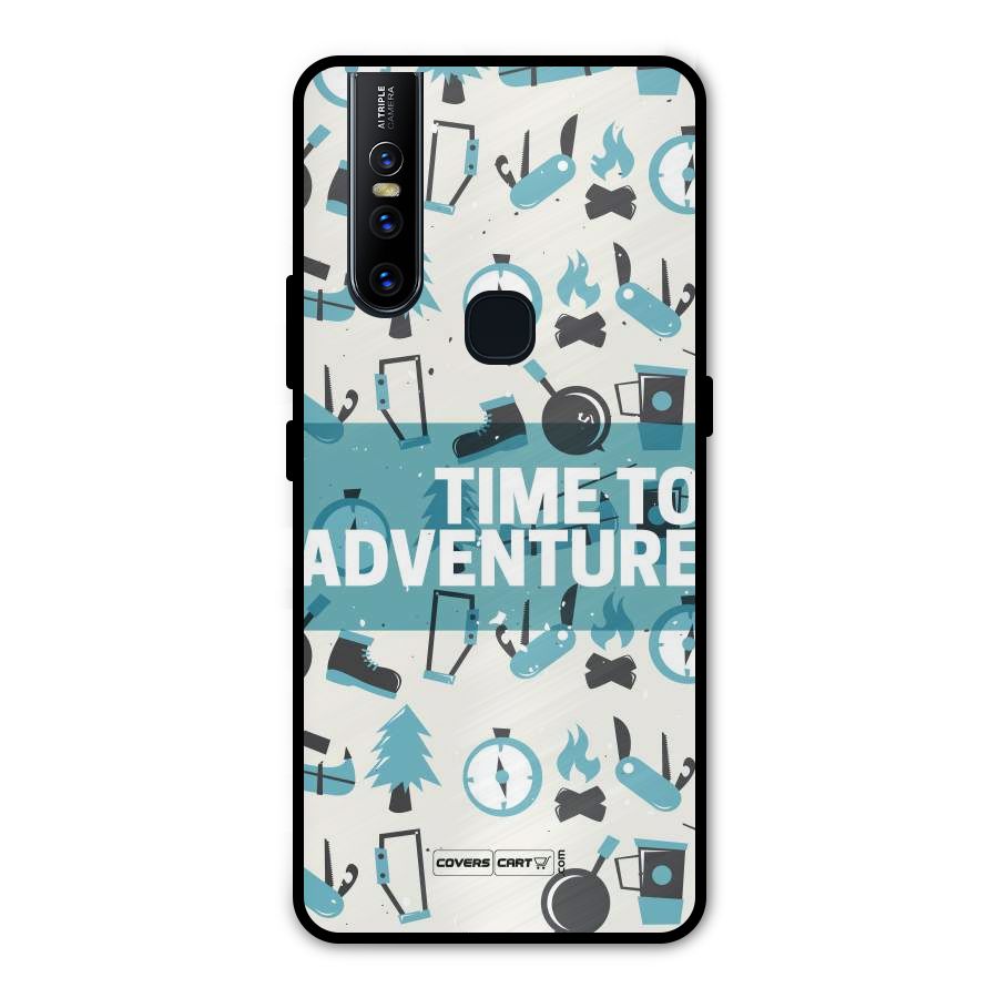 Time To Adventure Blazing Blue Metal Back Case for Vivo V15