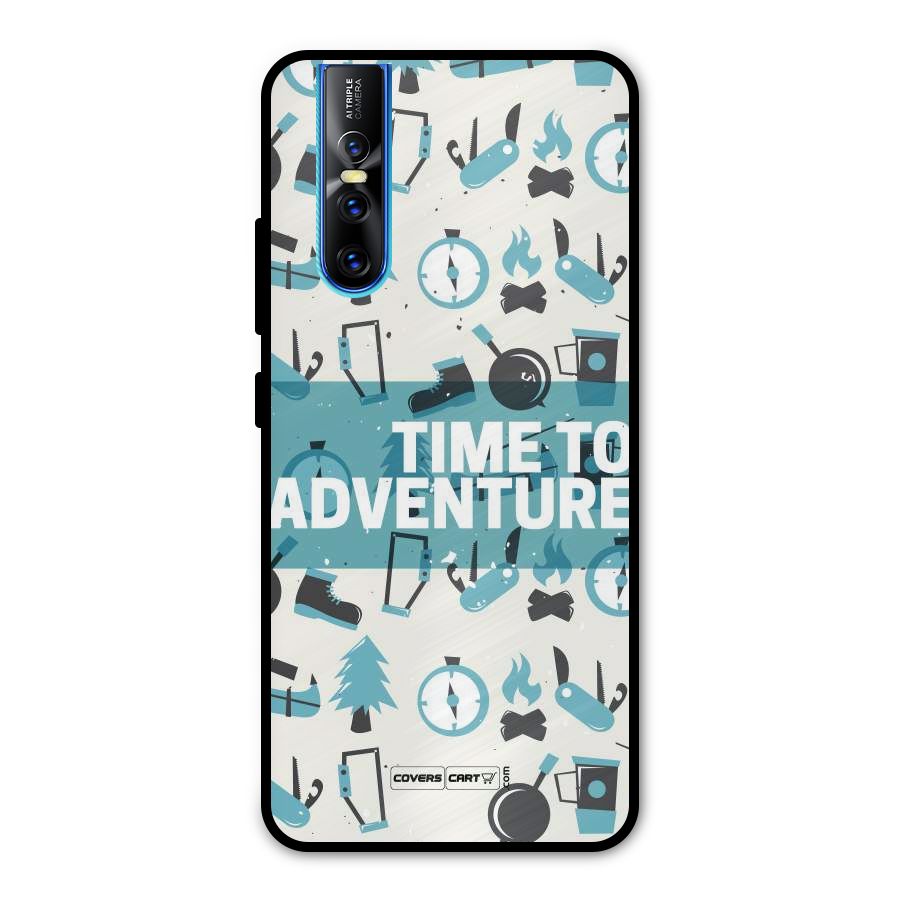 Time To Adventure Blazing Blue Metal Back Case for Vivo V15 Pro