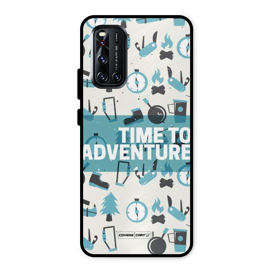 Time To Adventure Blazing Blue Metal Back Case for Vivo V19