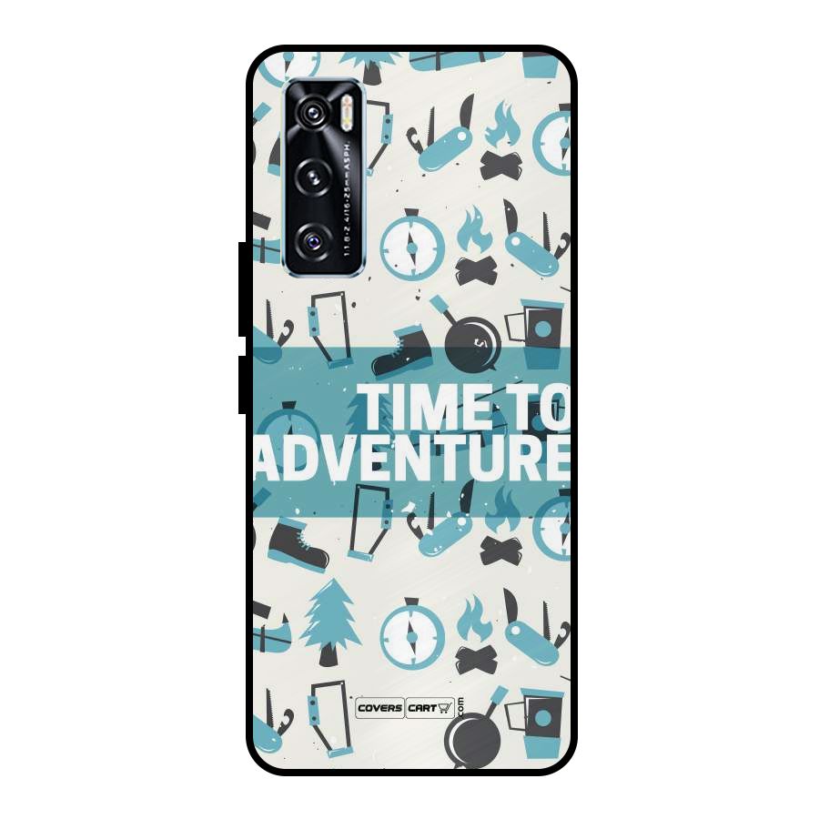 Time To Adventure Blazing Blue Metal Back Case for Vivo V20 SE