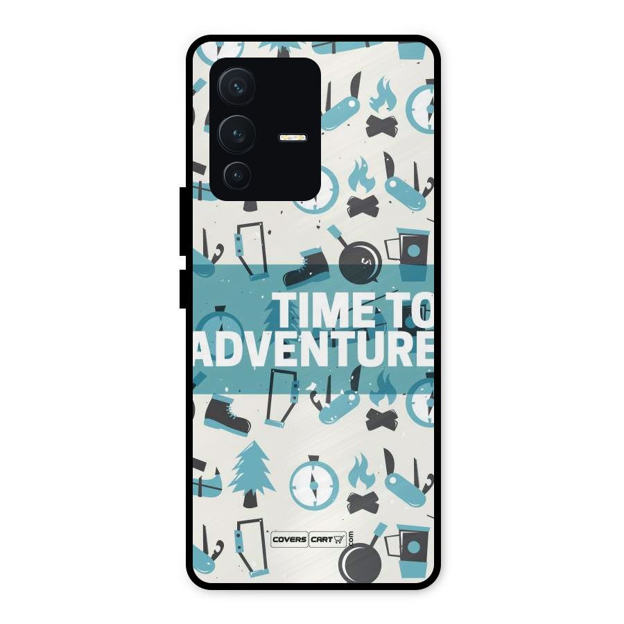 Time To Adventure Blazing Blue Metal Back Case for Vivo V23 5G