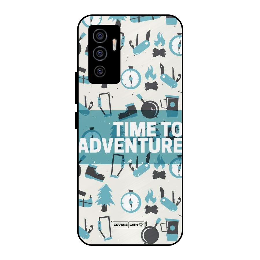 Time To Adventure Blazing Blue Metal Back Case for Vivo V23e