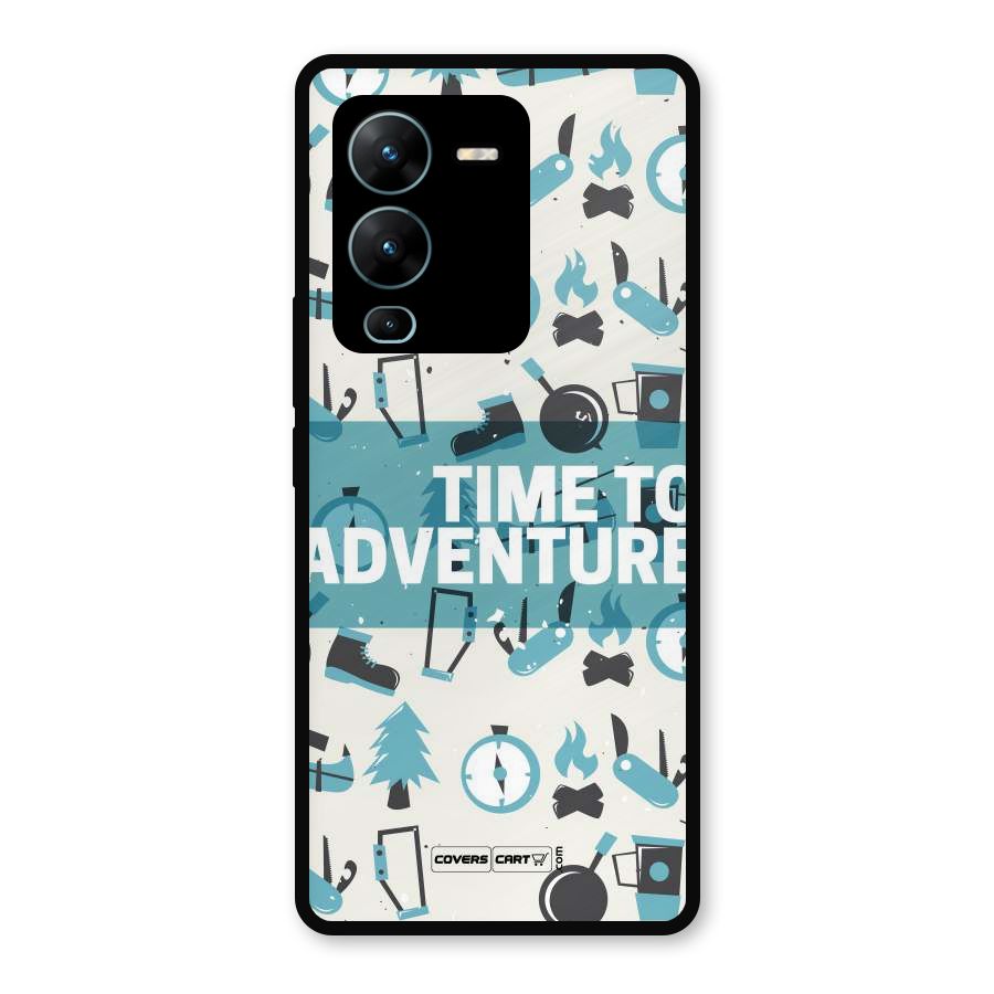 Time To Adventure Blazing Blue Metal Back Case for Vivo V25 Pro