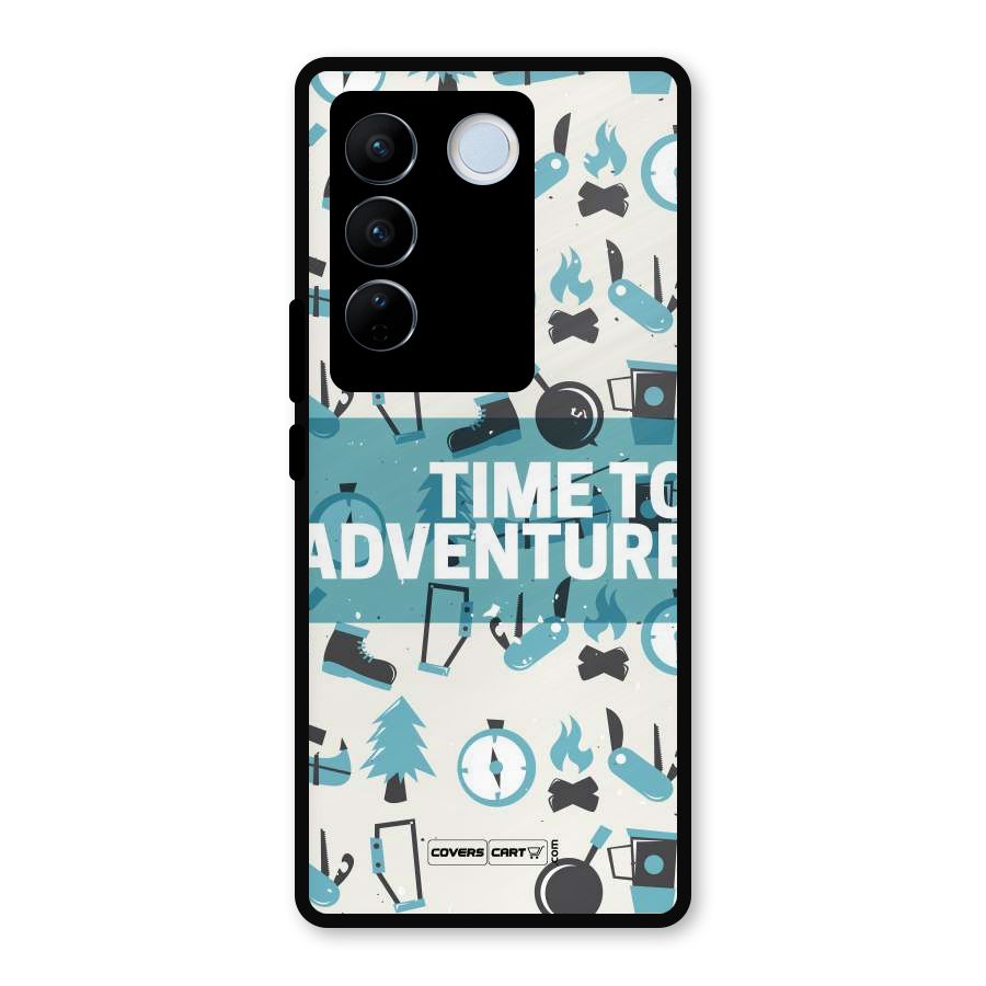 Time To Adventure Blazing Blue Metal Back Case for Vivo V27