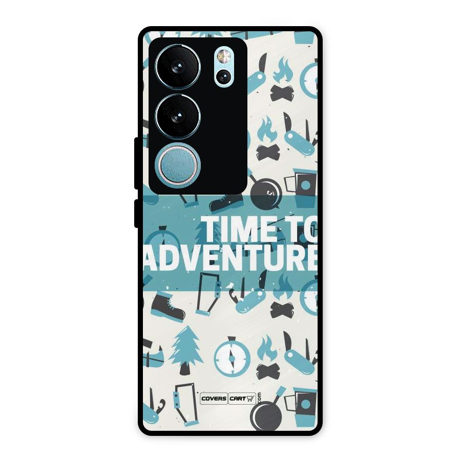 Time To Adventure Blazing Blue Metal Back Case for Vivo V29