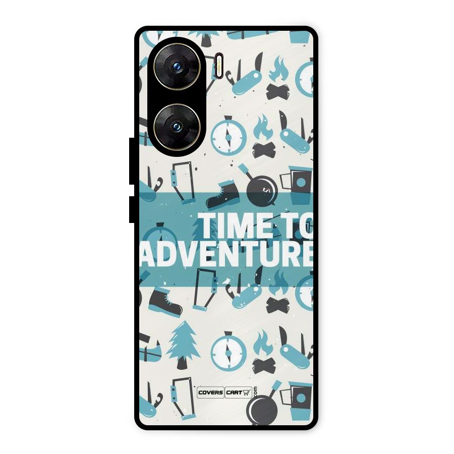 Time To Adventure Blazing Blue Metal Back Case for Vivo V29e