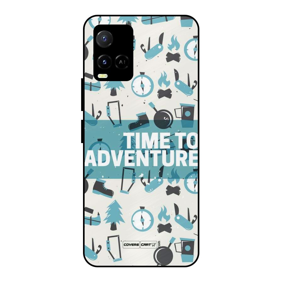 Time To Adventure Blazing Blue Metal Back Case for Vivo Y21