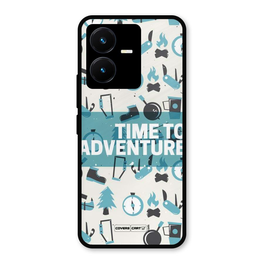 Time To Adventure Blazing Blue Metal Back Case for Vivo Y22