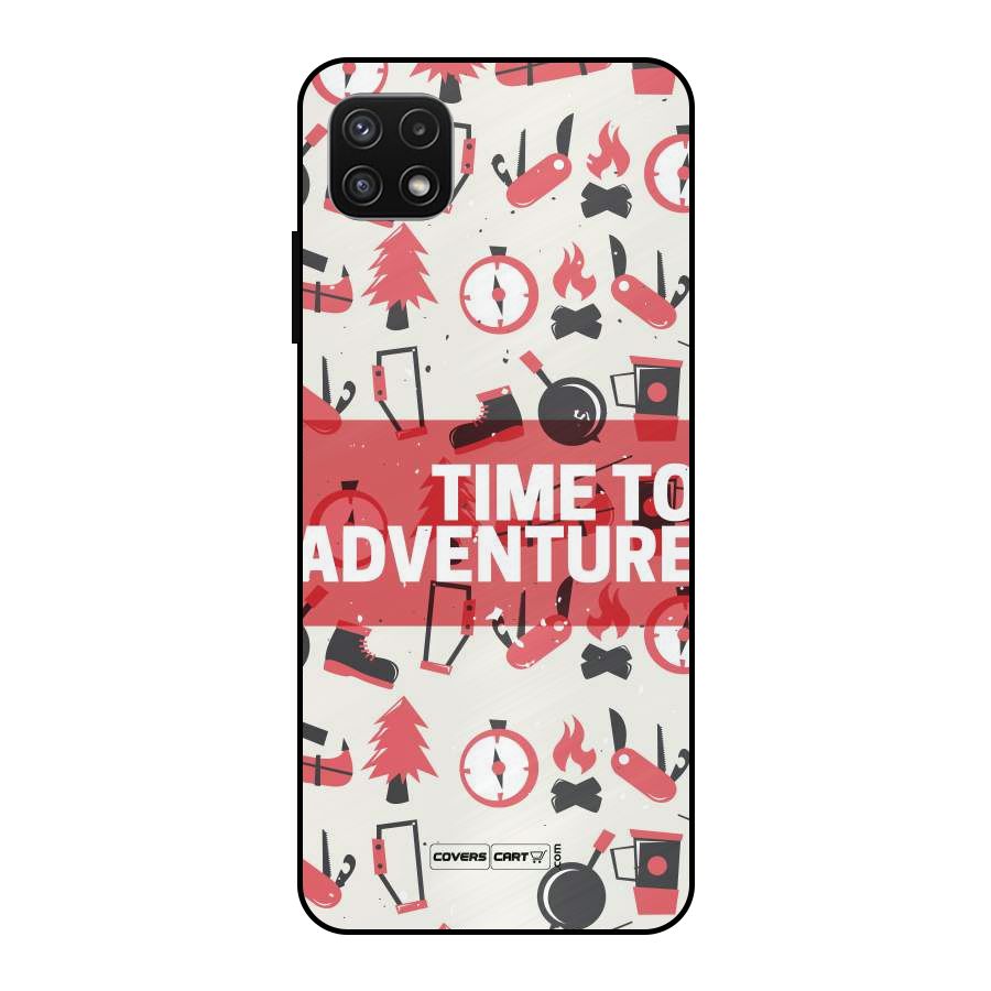 Time To Adventure Radiant Red Metal Back Case for Galaxy A22 5G