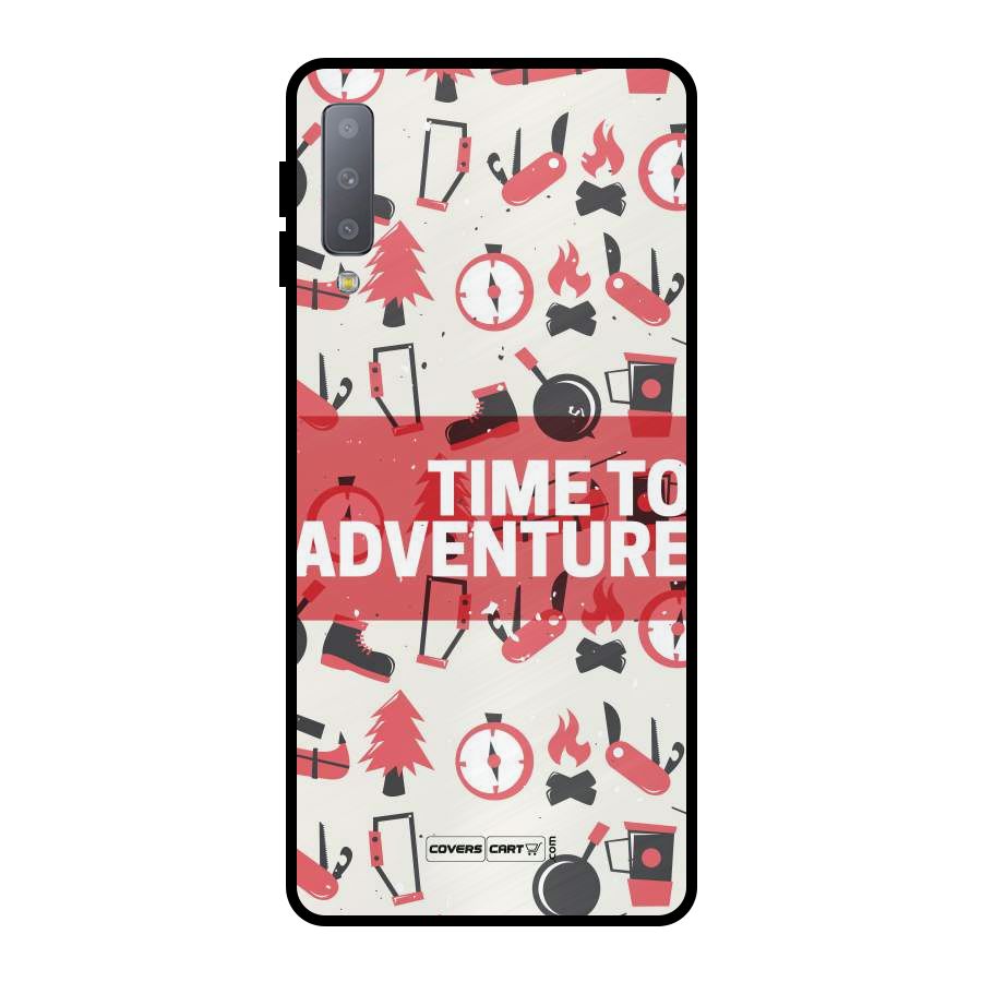 Time To Adventure Radiant Red Metal Back Case for Galaxy A7 (2018)