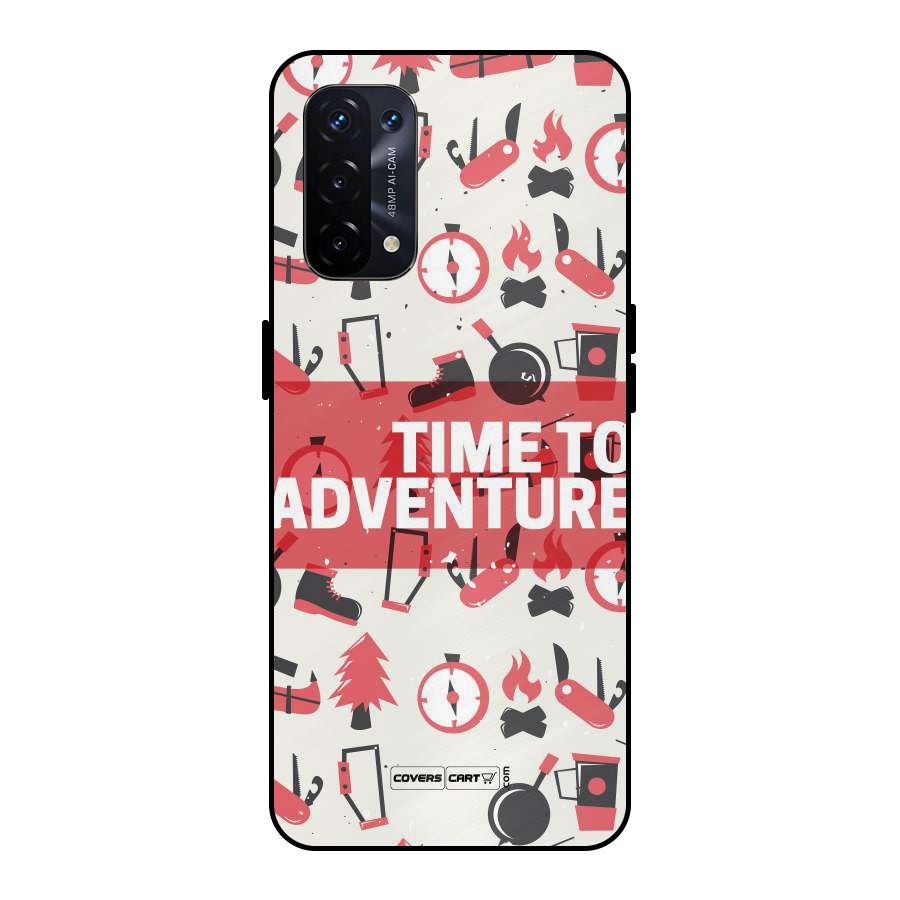 Time To Adventure Radiant Red Metal Back Case for Oppo A74 5G