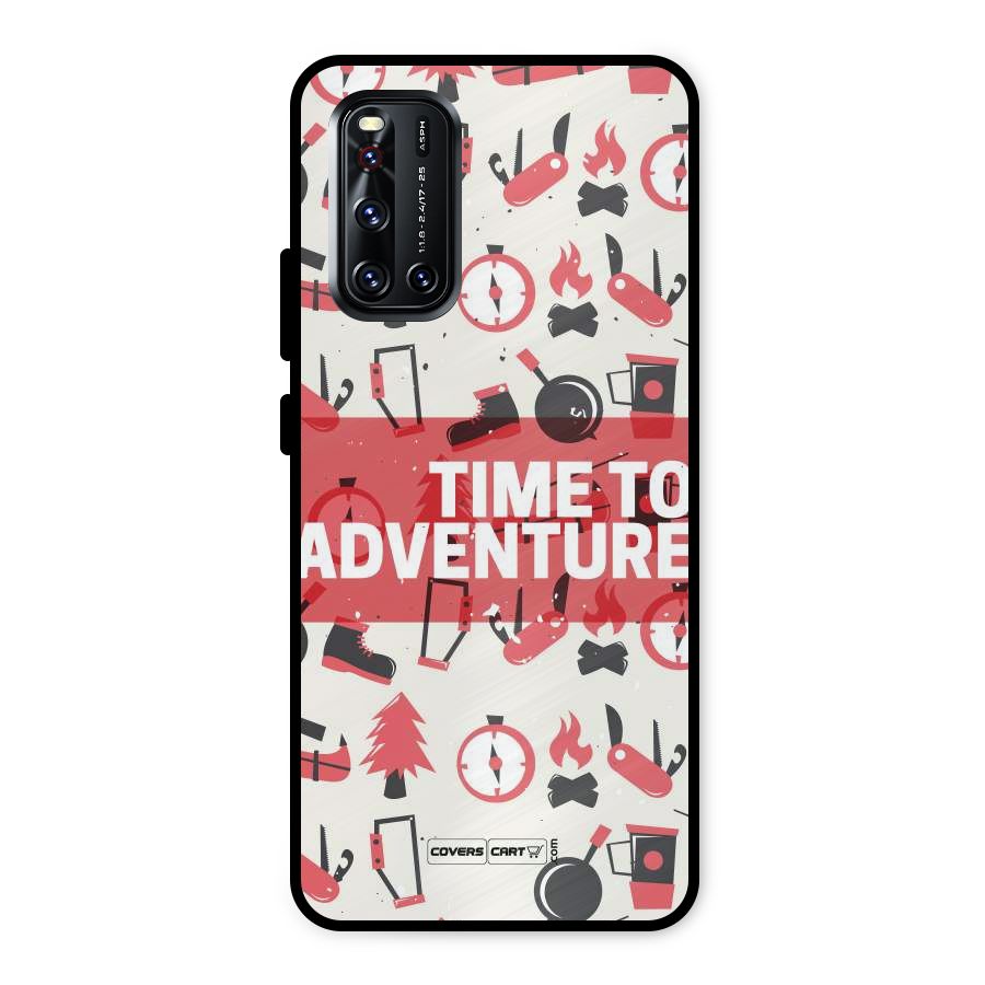 Time To Adventure Radiant Red Metal Back Case for Vivo V19