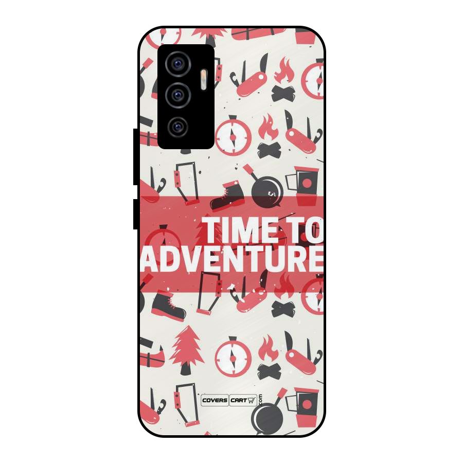 Time To Adventure Radiant Red Metal Back Case for Vivo V23e