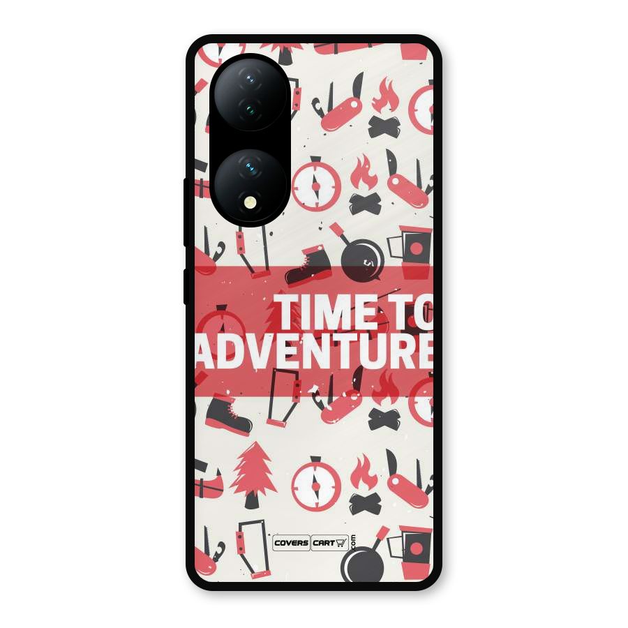Time To Adventure Radiant Red Metal Back Case for Vivo Y100a
