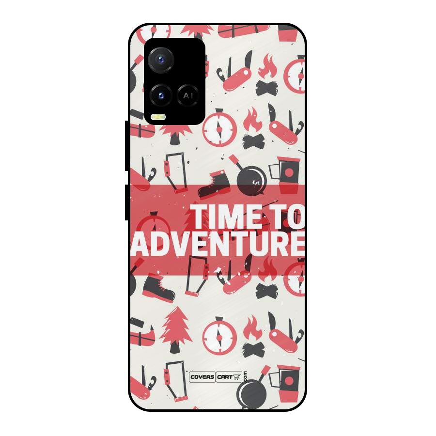 Time To Adventure Radiant Red Metal Back Case for Vivo Y21G