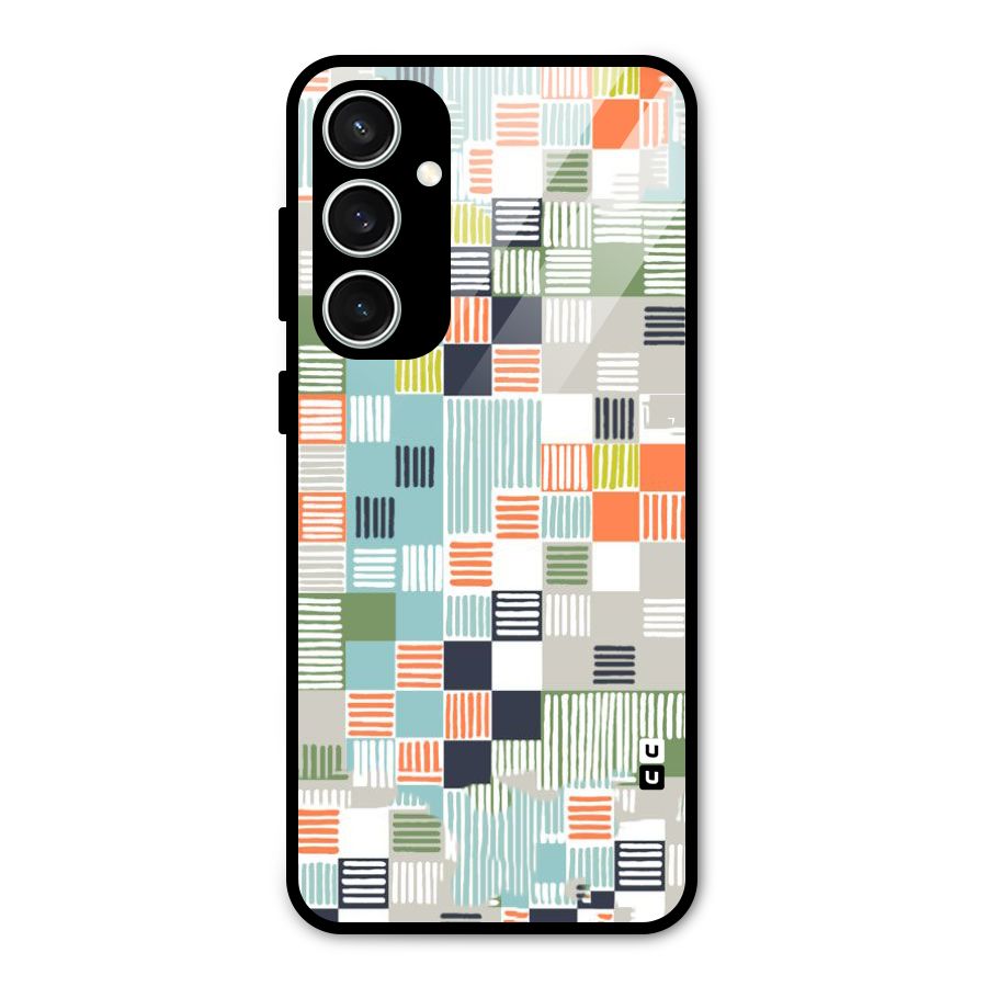 Tiny Boxes Stripes Glass Back Case for Galaxy S23 FE