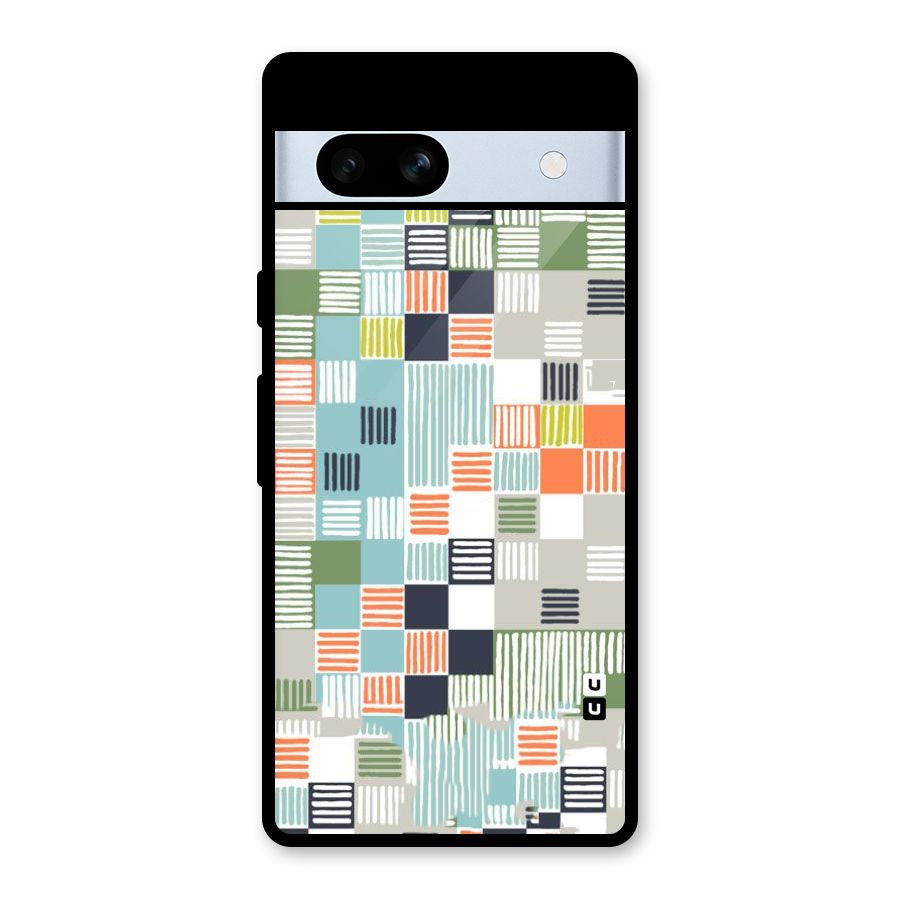 Tiny Boxes Stripes Glass Back Case for Google Pixel 7a