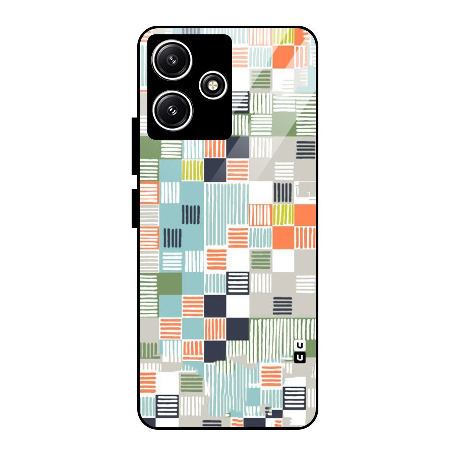 Tiny Boxes Stripes Glass Back Case for Redmi 12 5G