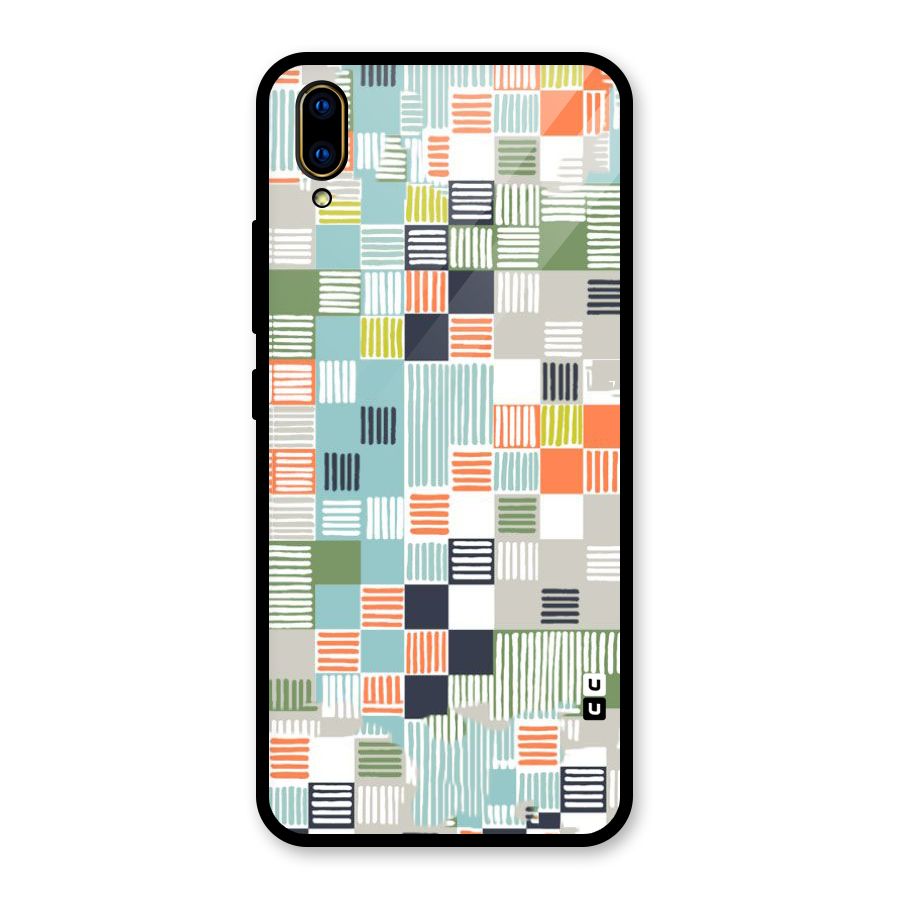 Tiny Boxes Stripes Glass Back Case for Vivo V11 Pro