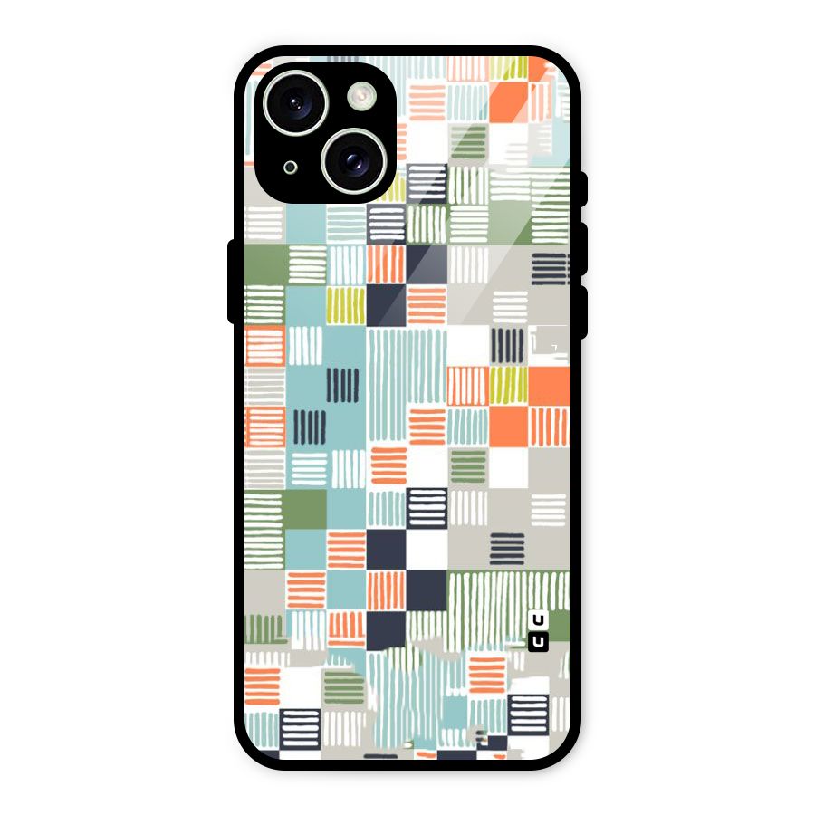 Tiny Boxes Stripes Glass Back Case for iPhone 15 Plus