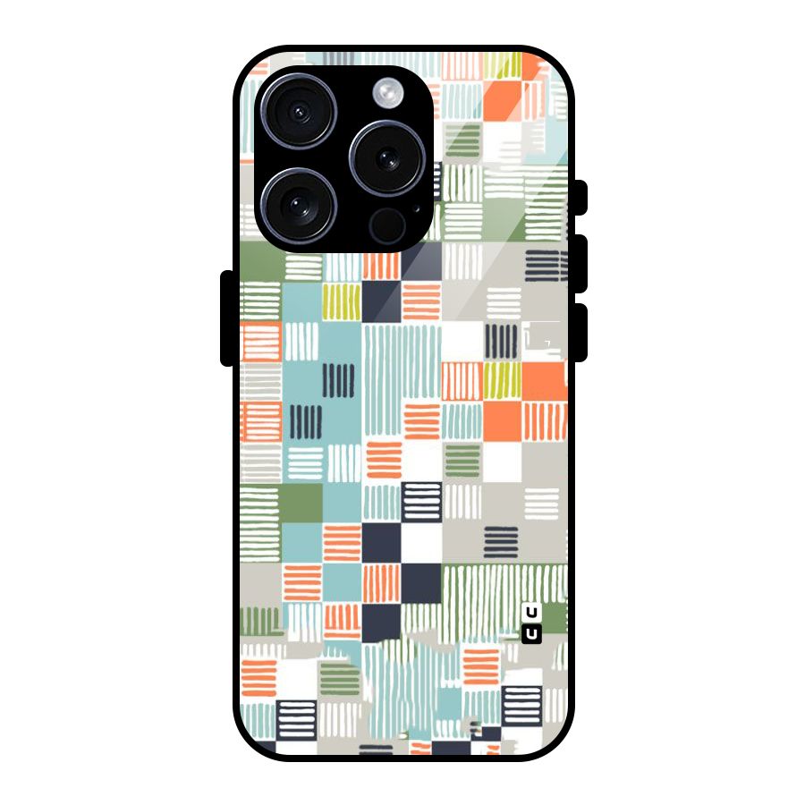 Tiny Boxes Stripes Glass Back Case for iPhone 15 Pro