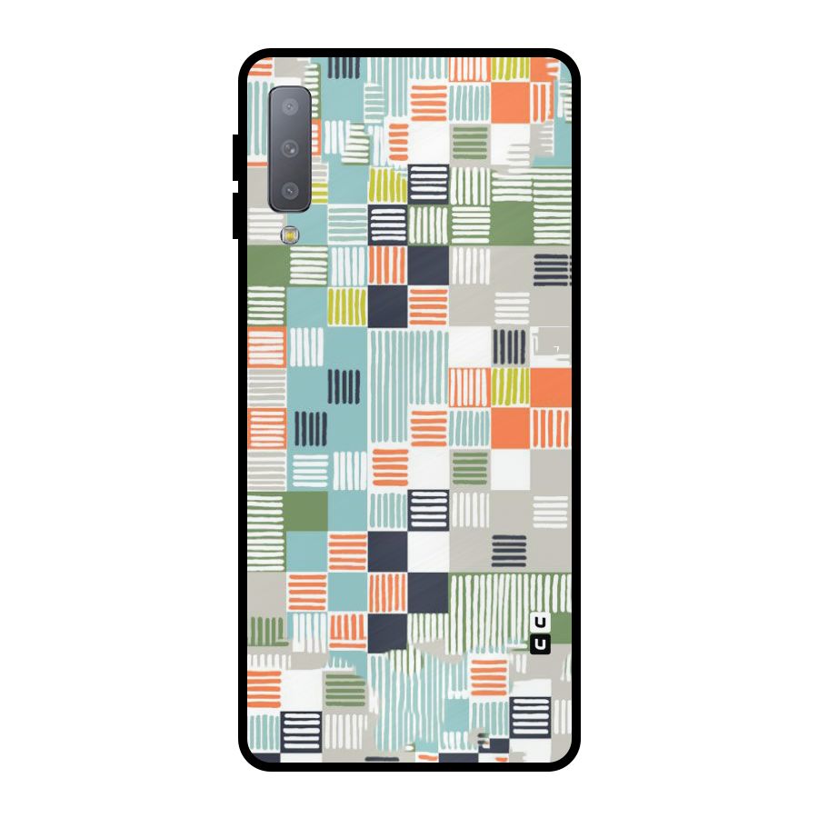 Tiny Boxes Stripes Metal Back Case for Galaxy A7 (2018)