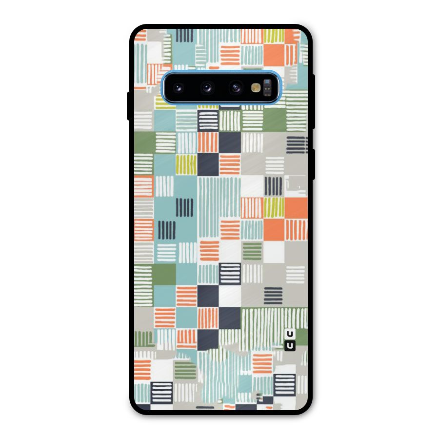 Tiny Boxes Stripes Metal Back Case for Galaxy S10