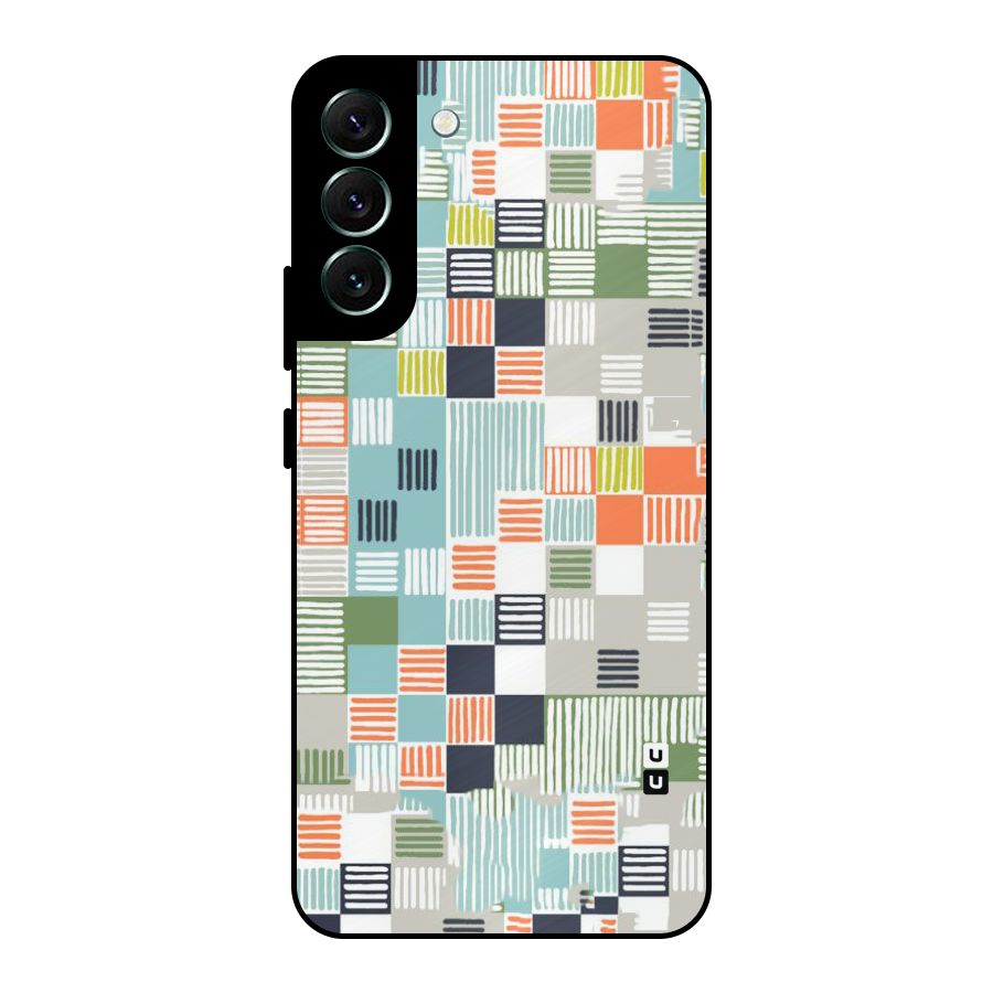 Tiny Boxes Stripes Metal Back Case for Galaxy S22 Plus 5G