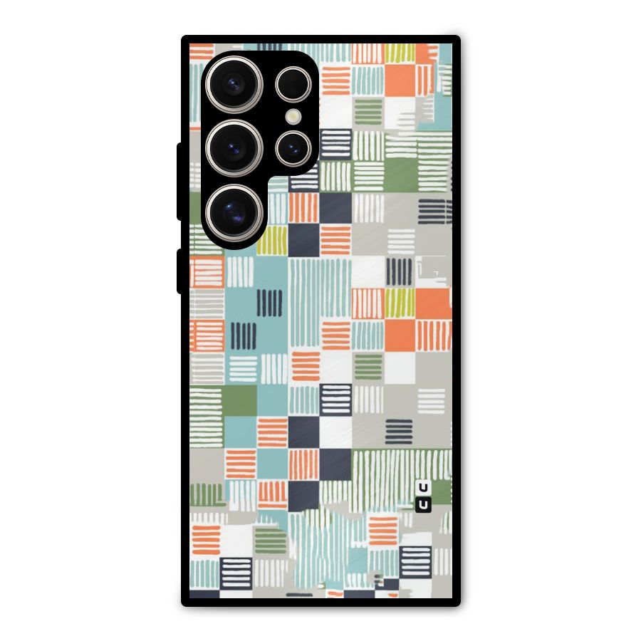 Tiny Boxes Stripes Metal Back Case for Galaxy S24 Ultra