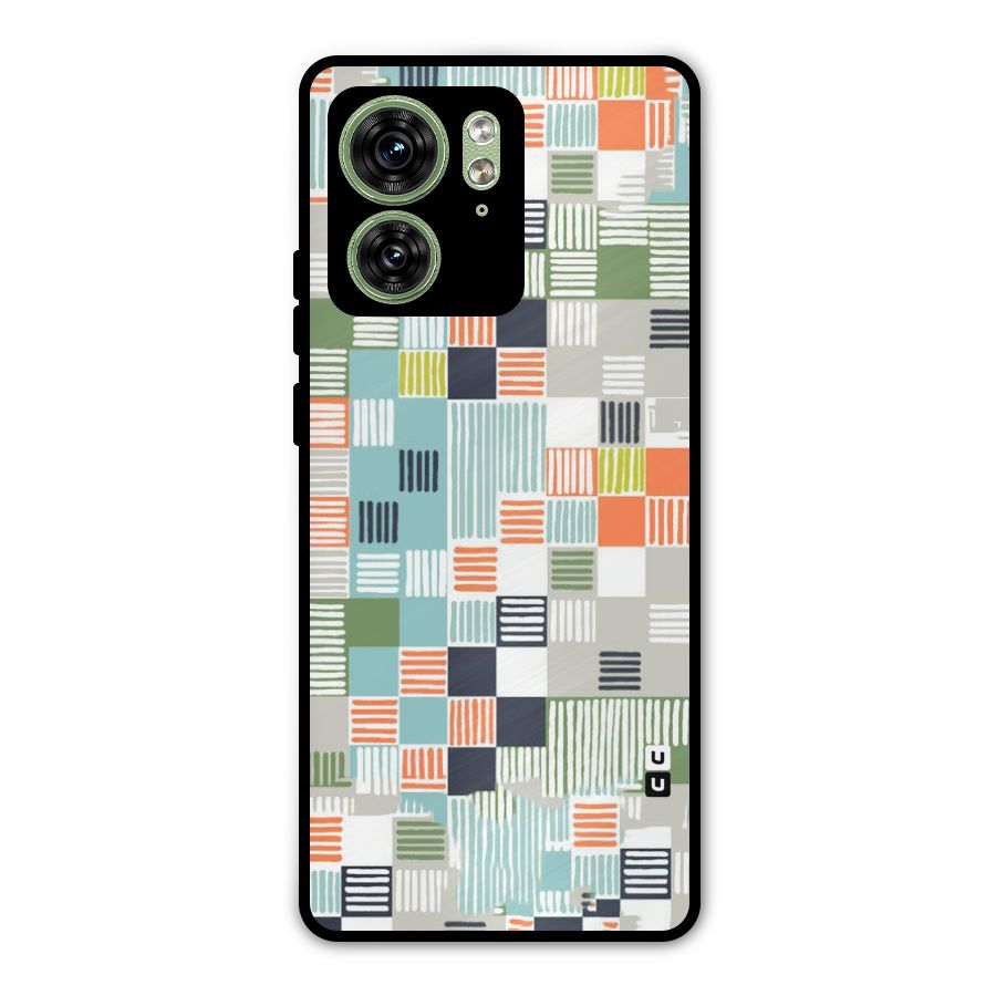 Tiny Boxes Stripes Metal Back Case for Motorola Edge 40 5G