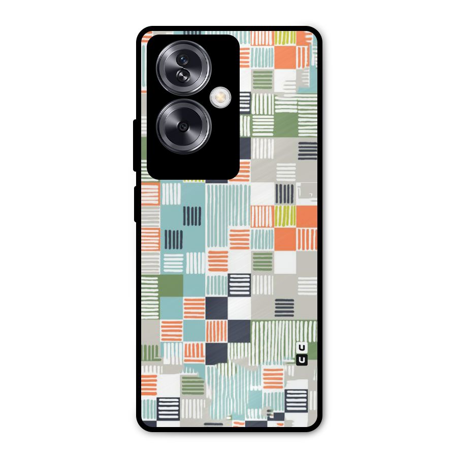 Tiny Boxes Stripes Metal Back Case for Oppo A79 5G