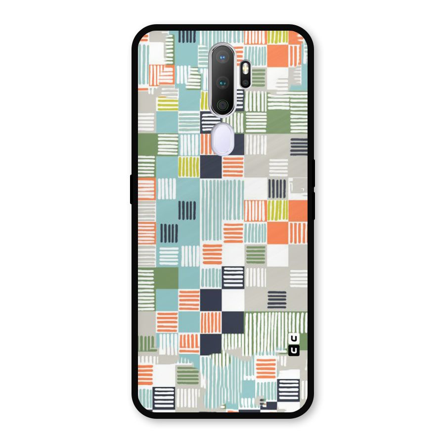 Tiny Boxes Stripes Metal Back Case for Oppo A9 (2020)